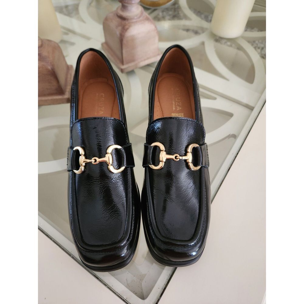 CRUZA  Black Women's loafers Shoes‎ Leather Upper size 9